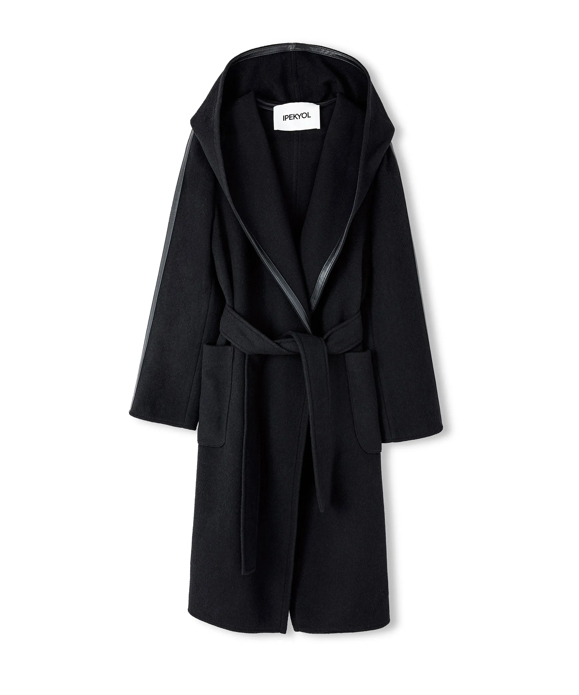 Ipekyol Hooded Cashmere Belted Coat Black