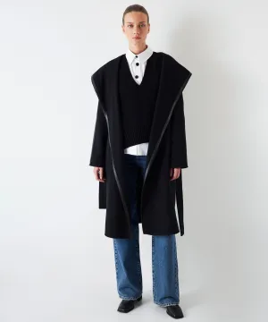 Ipekyol Hooded Cashmere Belted Coat Black
