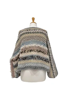 JENNIFREE DESIGNS HEATHER CROCHET KNIT JUMPER GREY