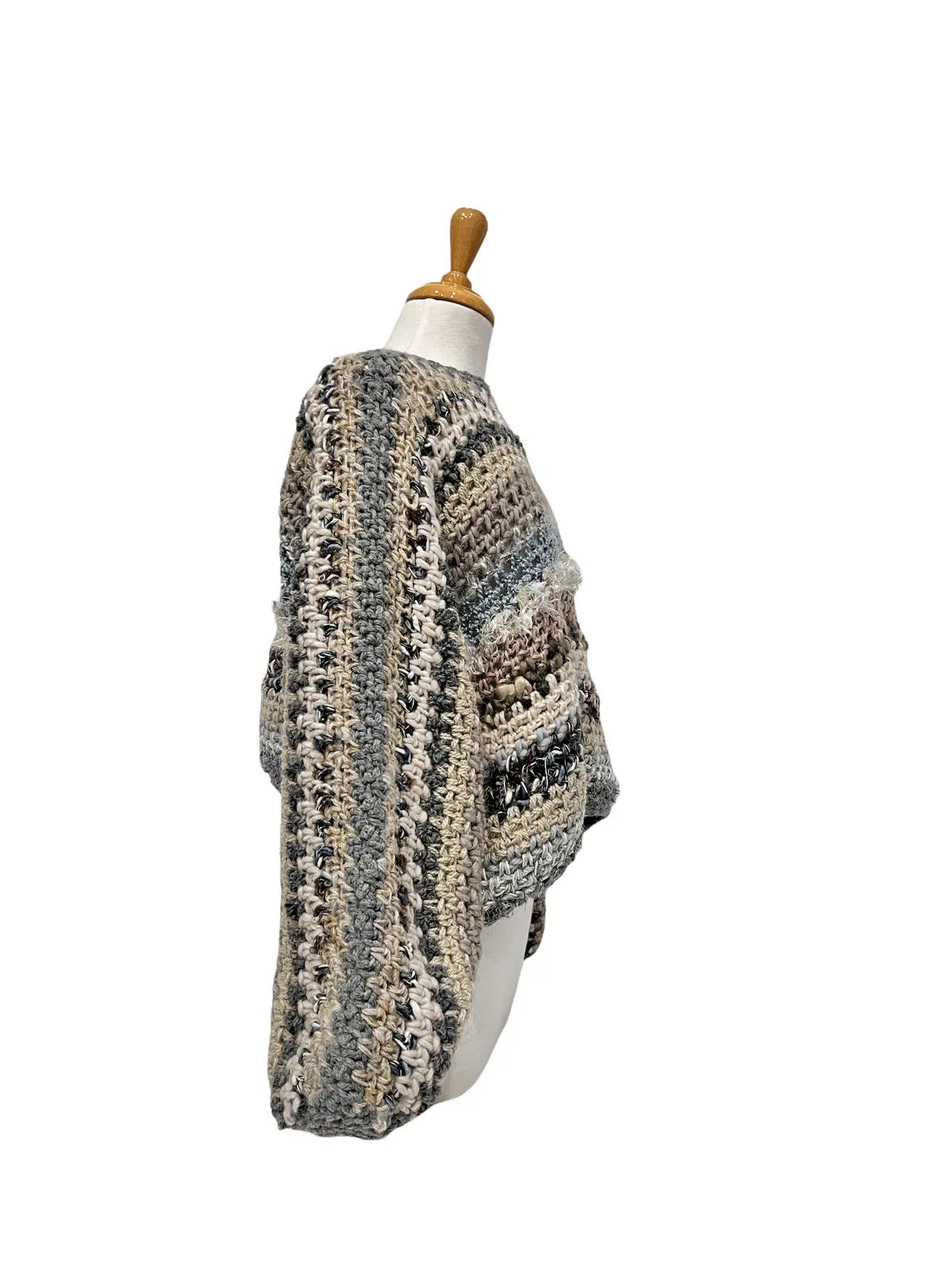 JENNIFREE DESIGNS HEATHER CROCHET KNIT JUMPER GREY