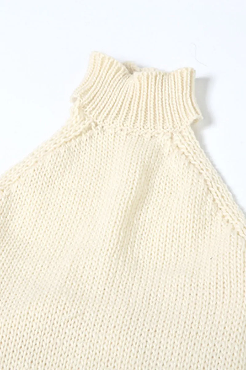 Knit Mock Neck Backless Tassel Bodycon Maxi Dress