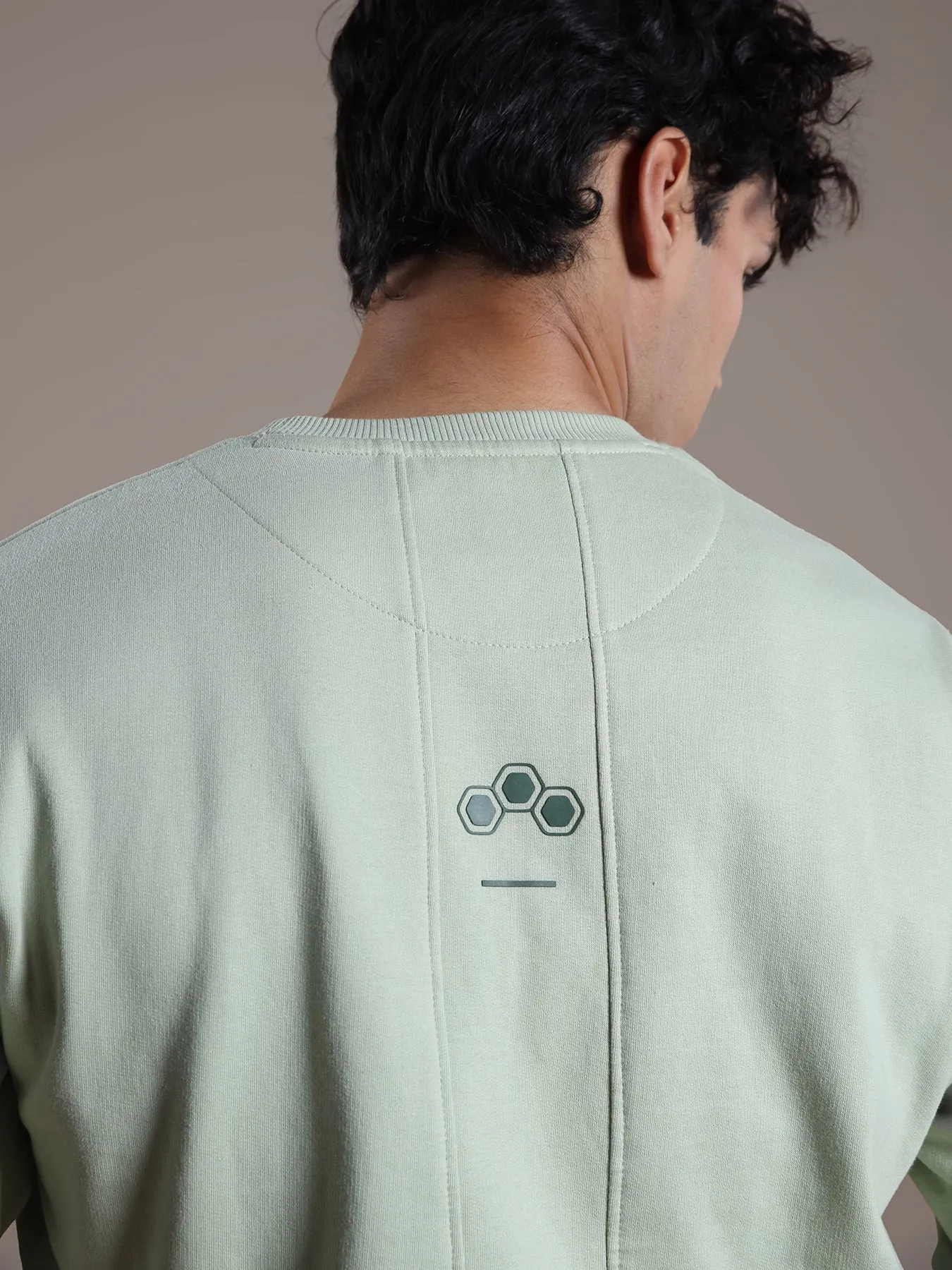 Knitted Light Green Printed Regular Fit Full Sleeve Casual Sweatshirt
