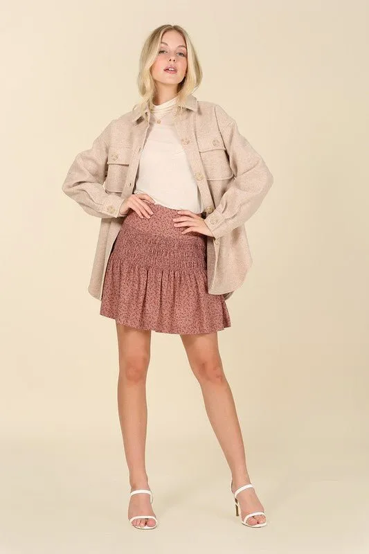 Light Beige Shacket With Pockets