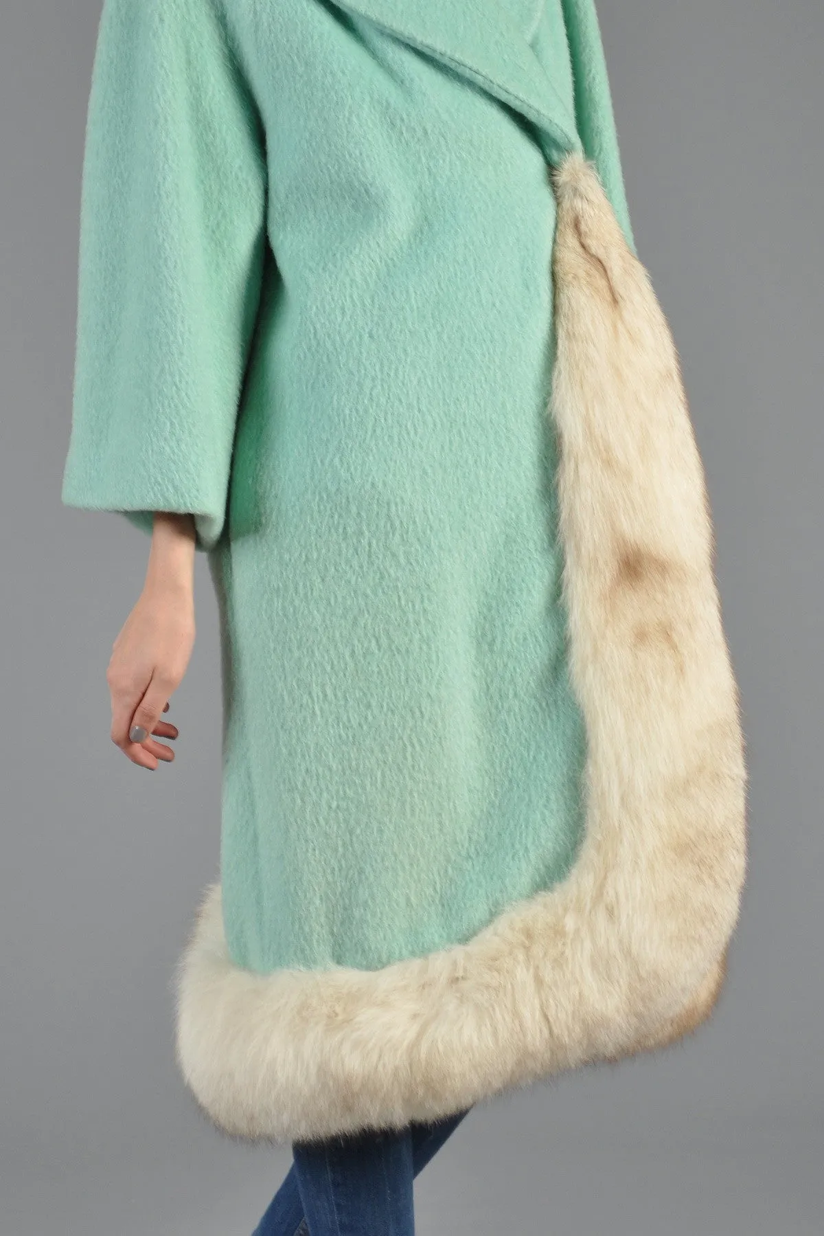 Lilli Ann Aqua Wool   Fox Fur Coat