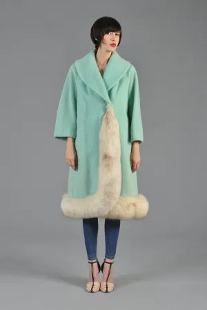Lilli Ann Aqua Wool   Fox Fur Coat
