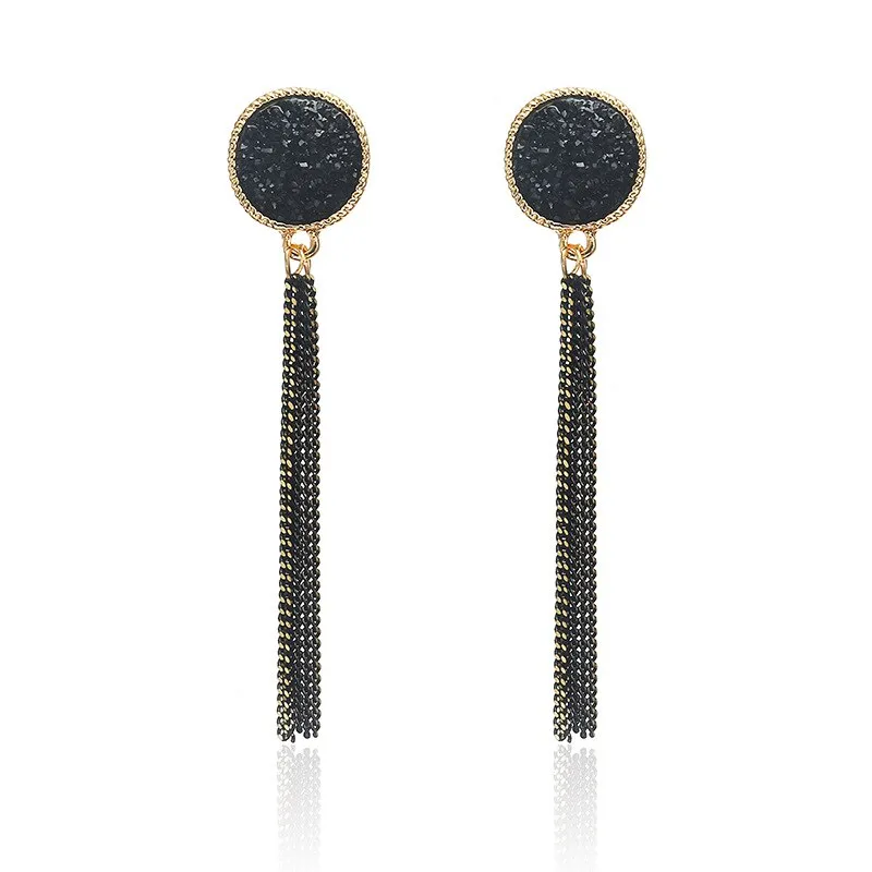 Long Crystal Tassel Gold Color Dangle Earrings for Women, Drop Earing Fashion Jewelry