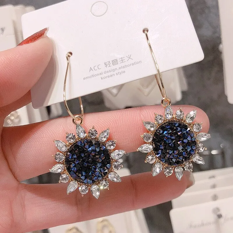 Long Crystal Tassel Gold Color Dangle Earrings for Women, Drop Earing Fashion Jewelry
