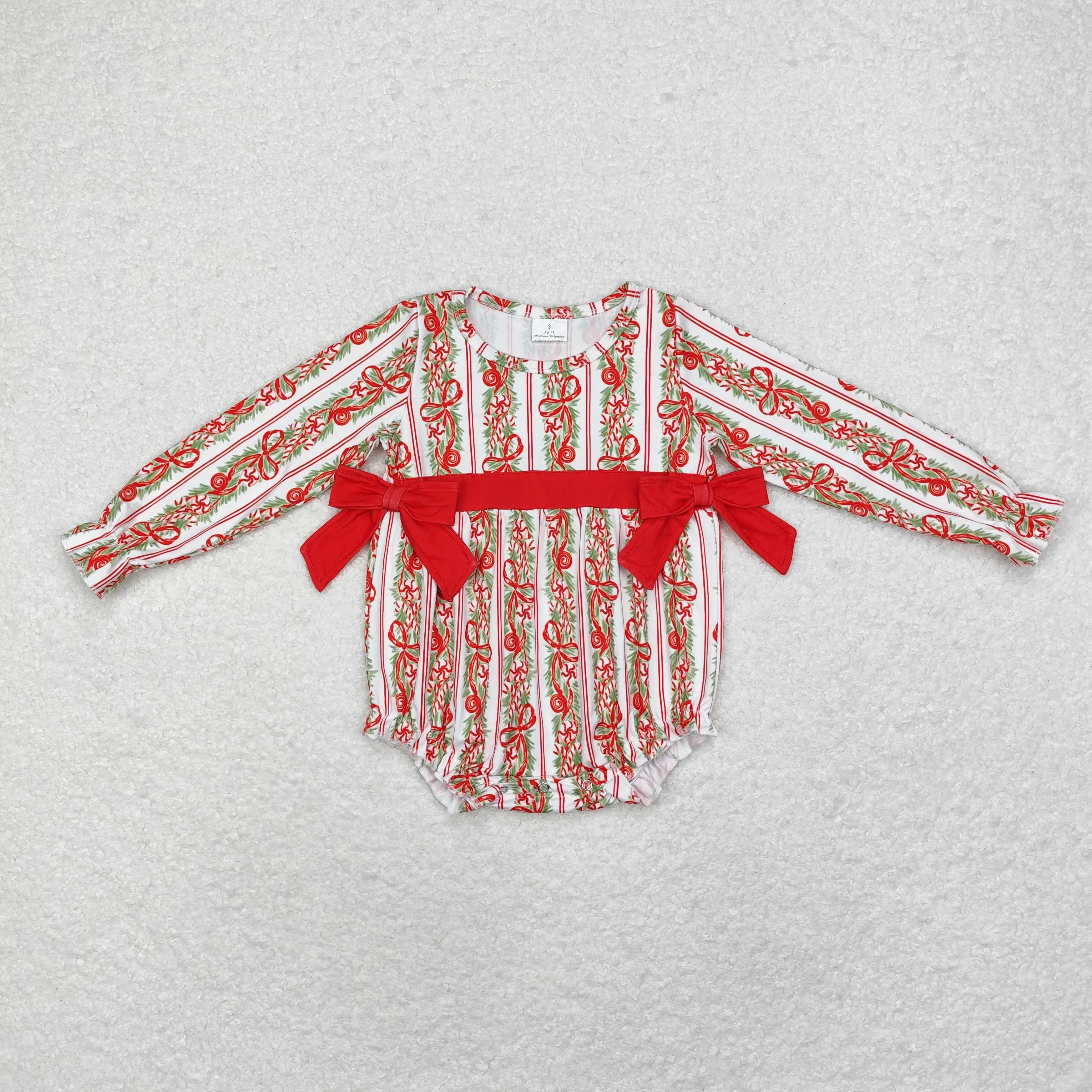 LR1303 bow Christmas  girl romper 202408 sibling RTS