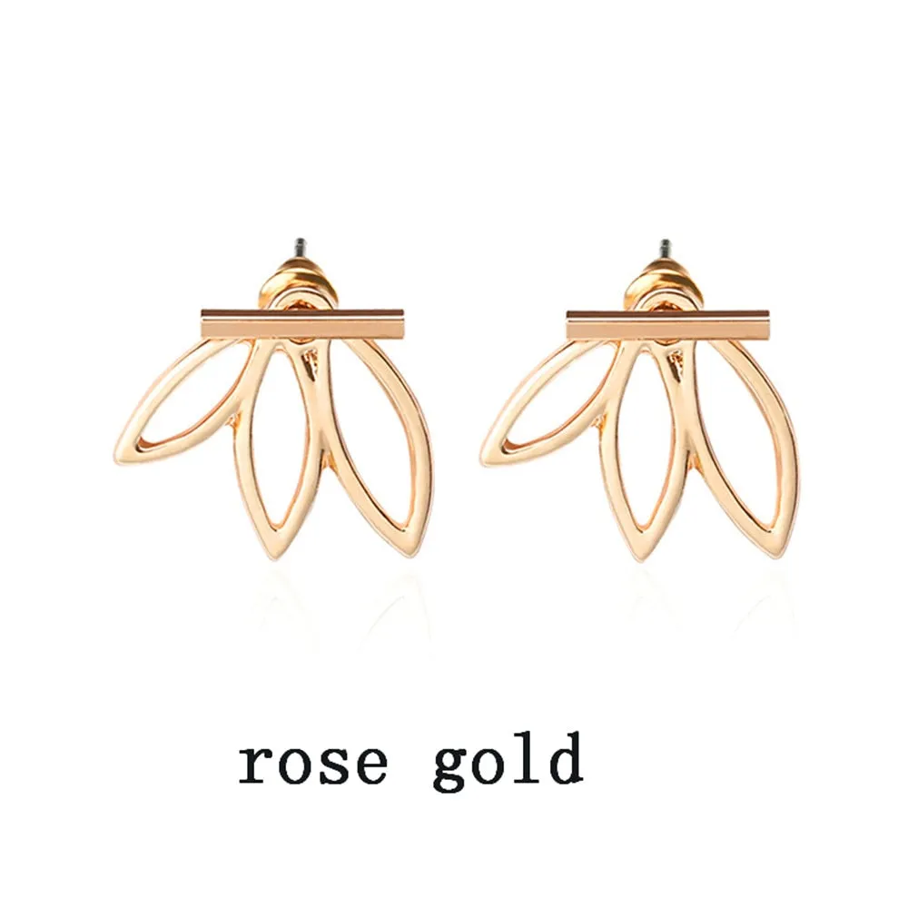 Luxury Gold Color Colorful Crystal Bow Stud Earrings For Women Ear Cuff Piercing Rhinestone Earring
