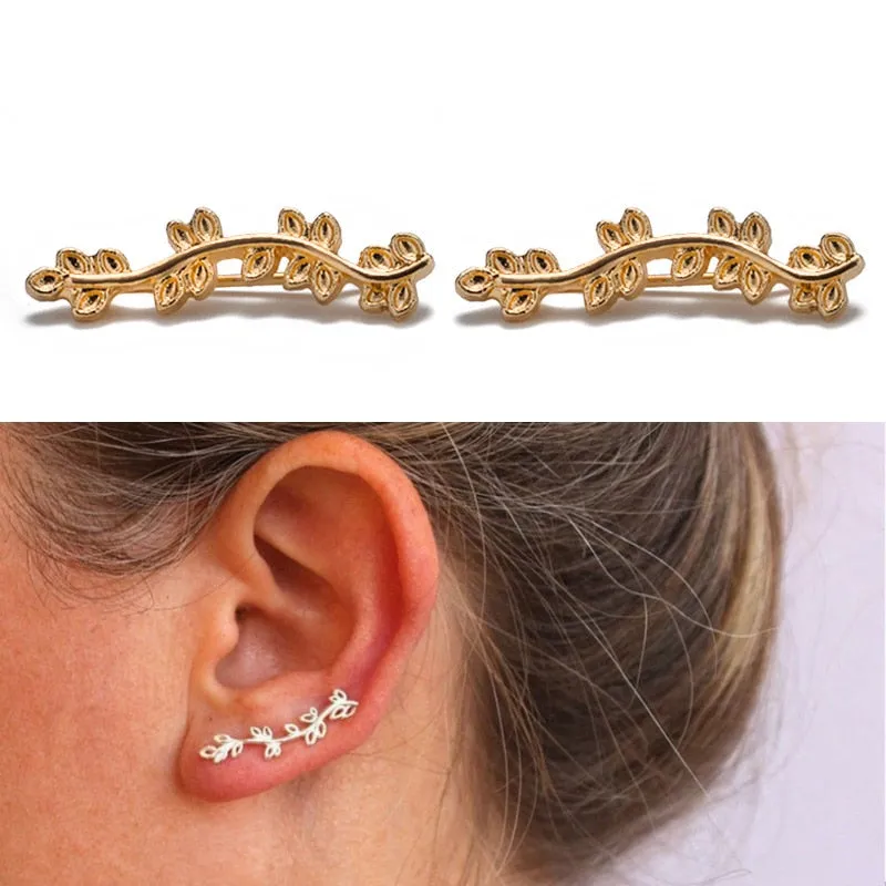 Luxury Gold Color Colorful Crystal Bow Stud Earrings For Women Ear Cuff Piercing Rhinestone Earring
