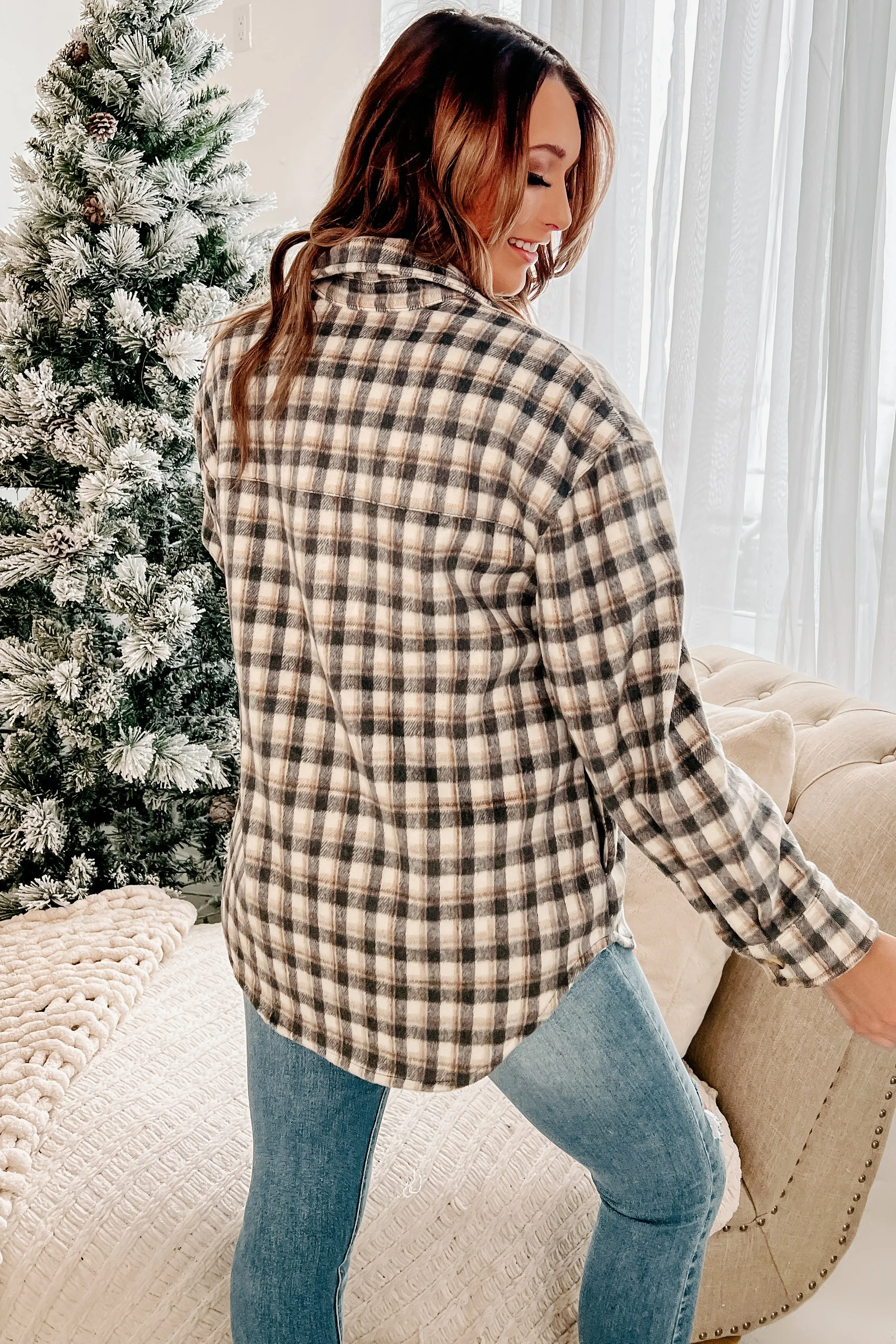 Made For Comfort Plaid Shacket (Charcoal)