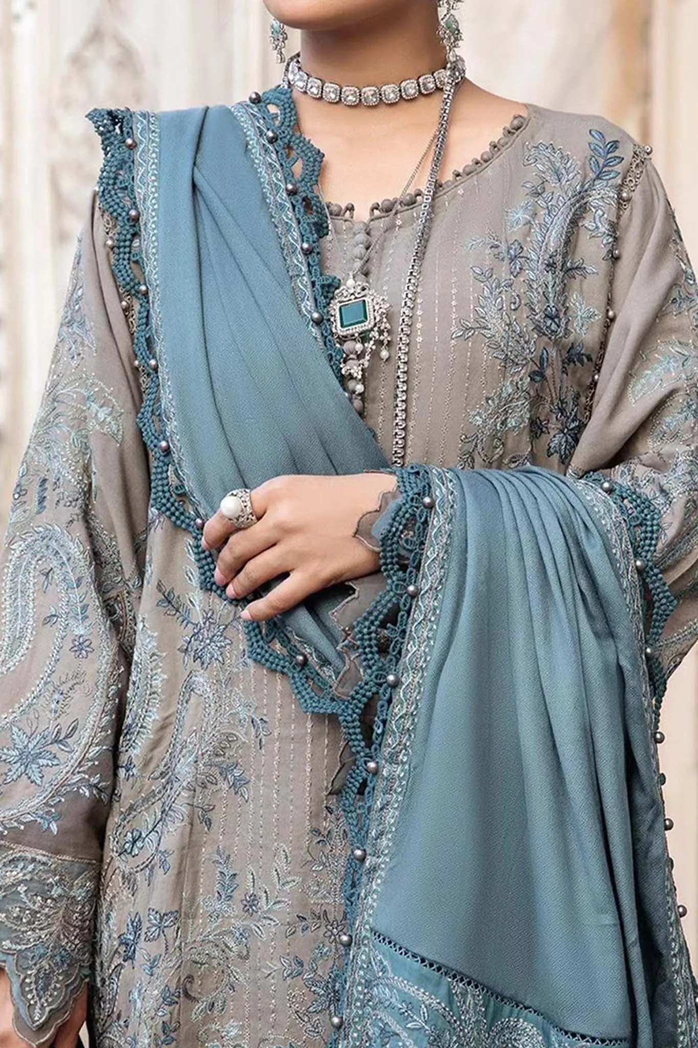 Maria B Unstitched 3 Piece Emb Linen Collection'2023-DL-1104