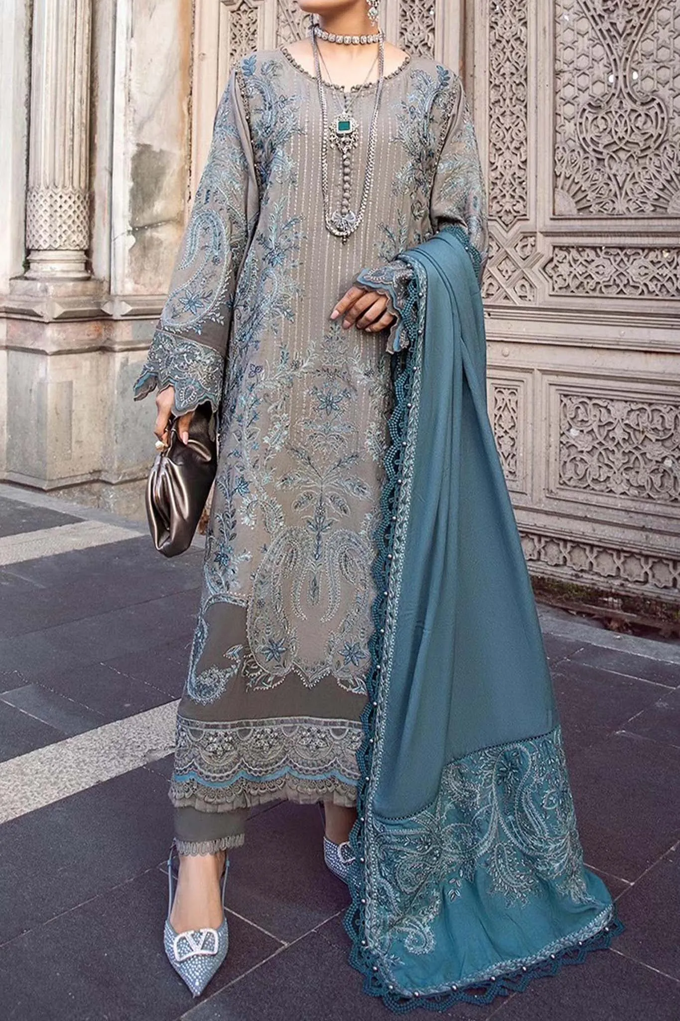 Maria B Unstitched 3 Piece Emb Linen Collection'2023-DL-1104