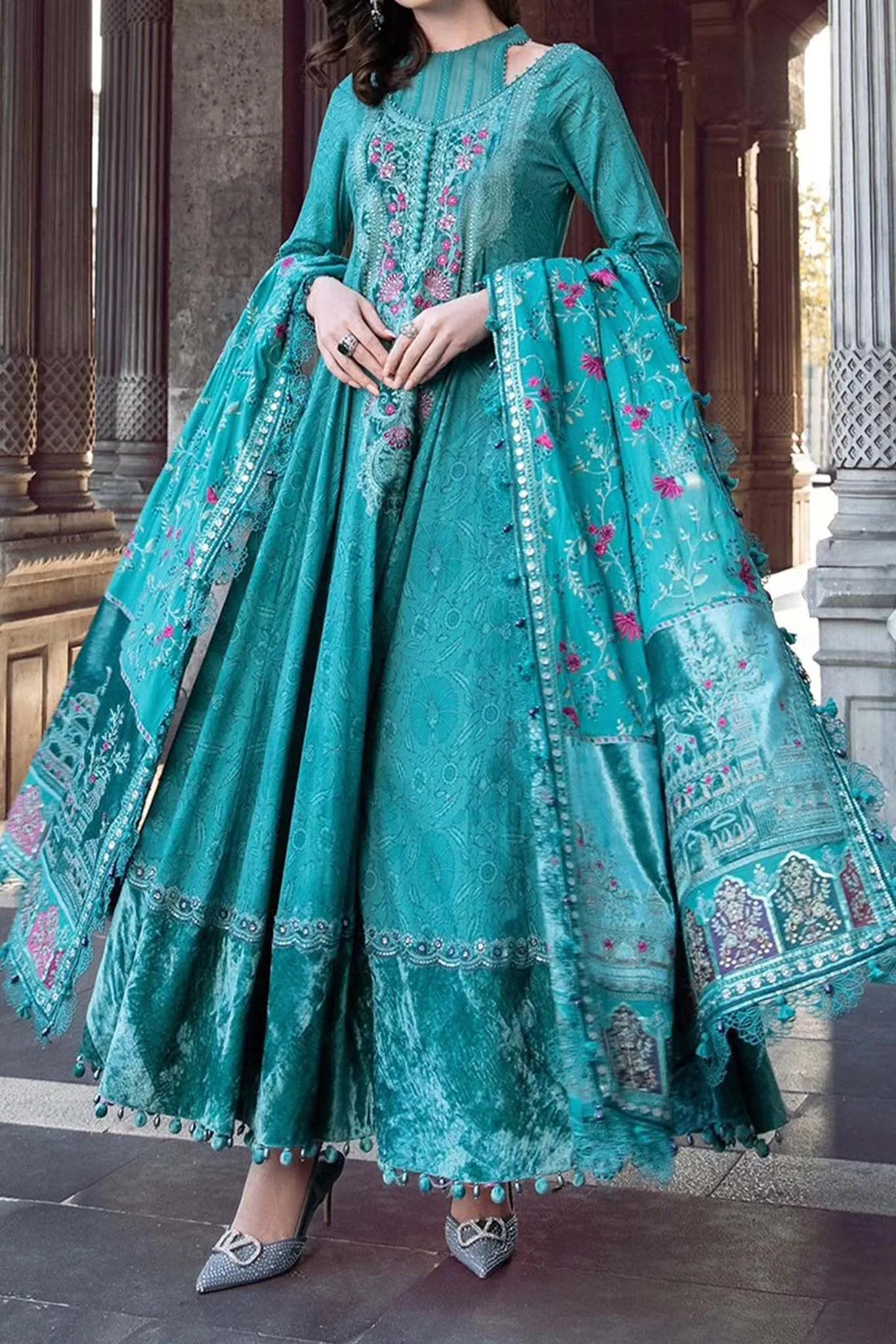 Maria B Unstitched 3 Piece Emb Linen Collection'2023-DL-1105