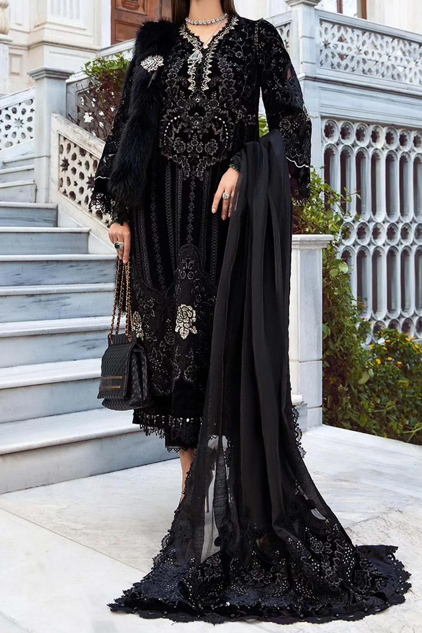 Maria B Unstitched 3 Piece Emb Linen Collection'2023-DL-1111
