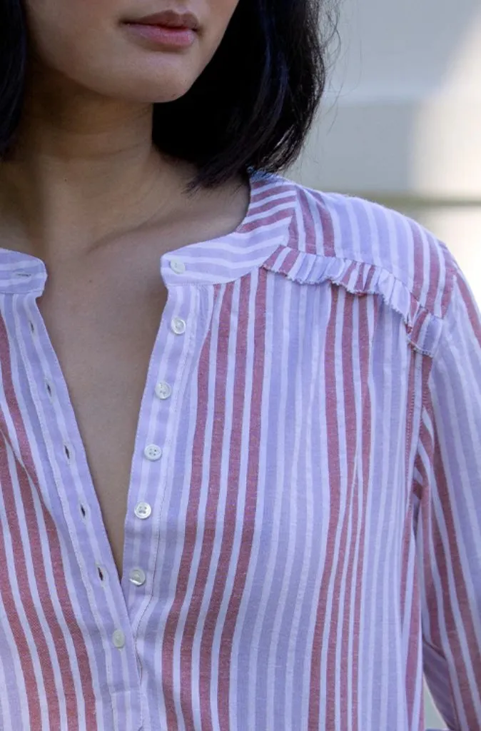 Marie Louise De Monterey Amelie Blouse in Lilac/Brick