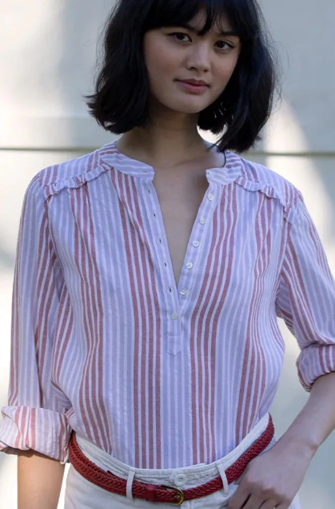 Marie Louise De Monterey Amelie Blouse in Lilac/Brick