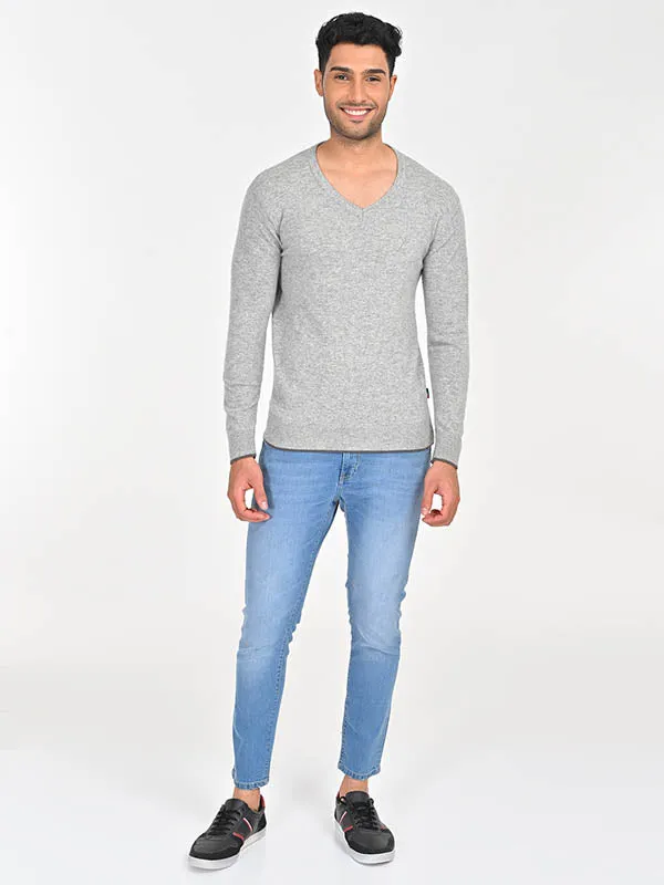 Men Solid Full Sleeve Wool Blend Sweater