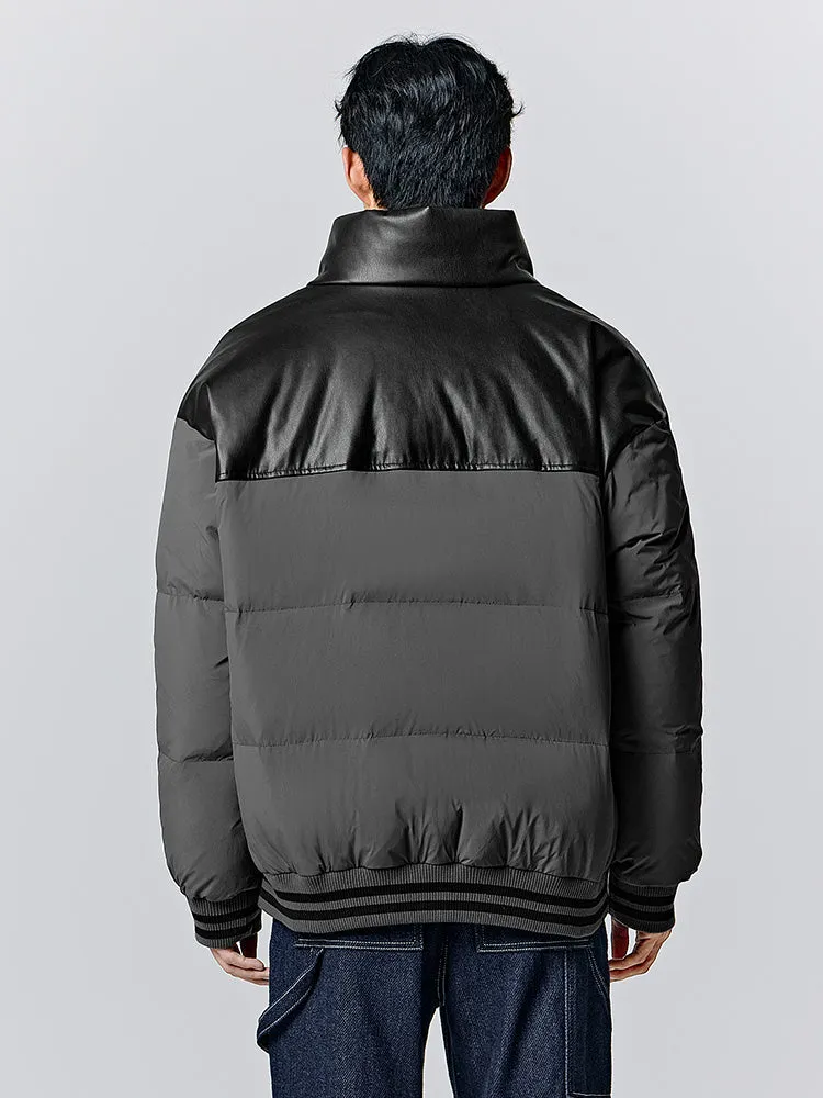 Men's black short thick down jacket