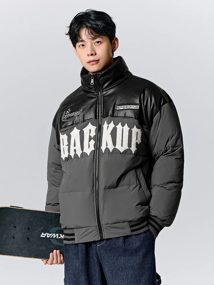 Men's black short thick down jacket