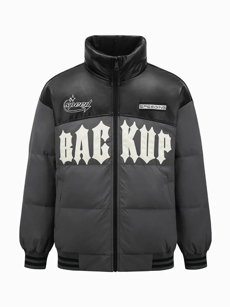 Men's black short thick down jacket