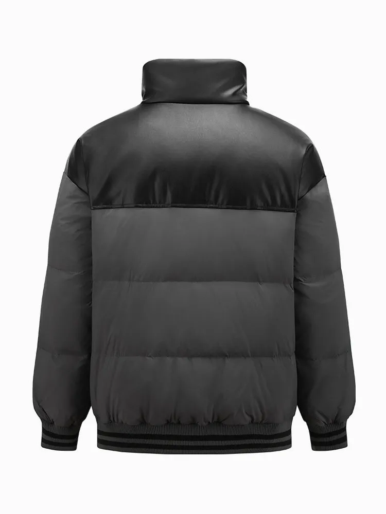 Men's black short thick down jacket