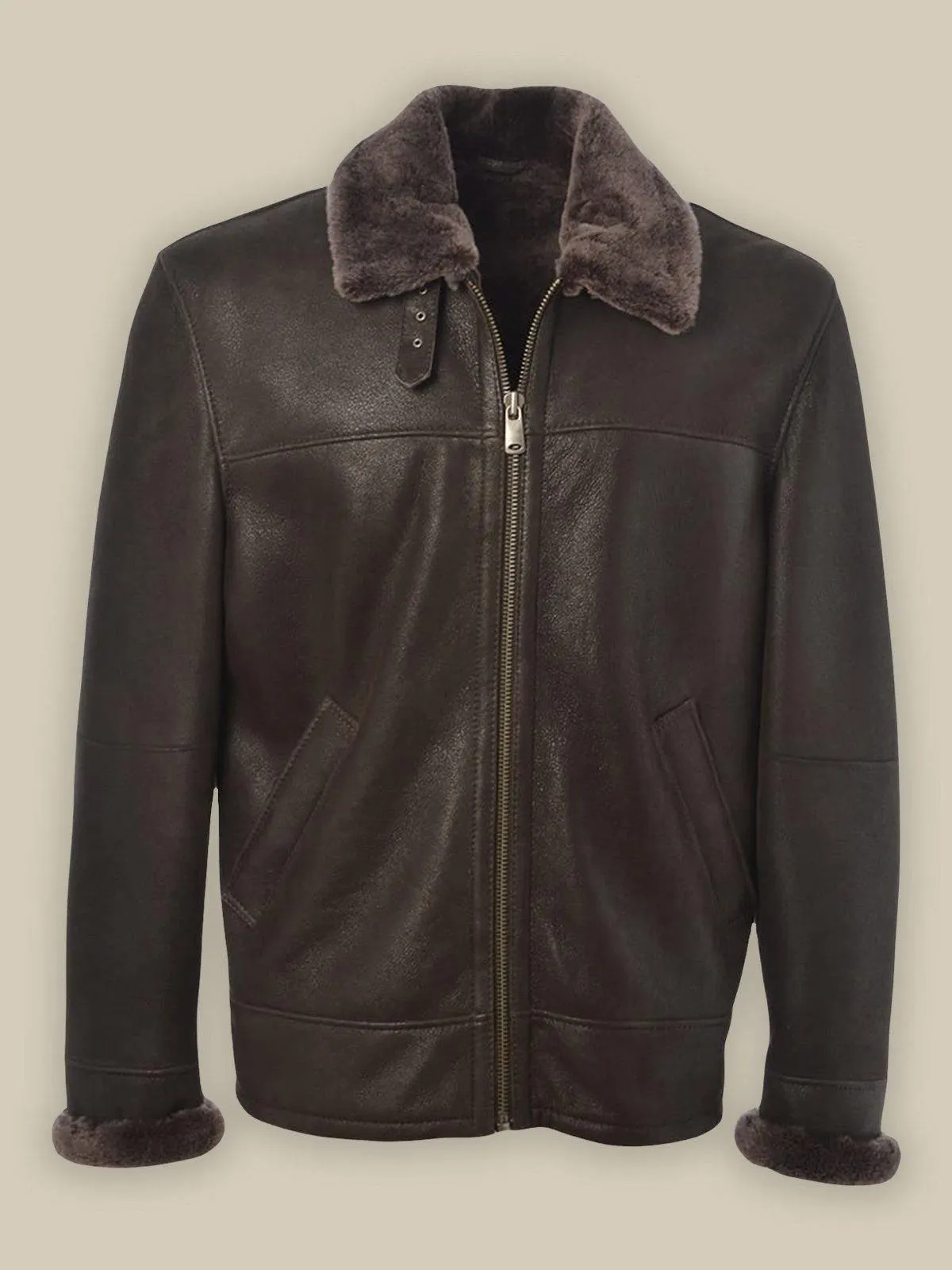Men's Brown Shearling Bomber Jacket