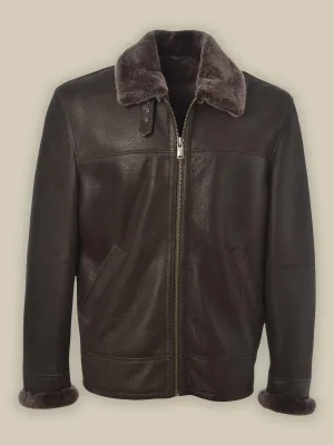 Men's Brown Shearling Bomber Jacket
