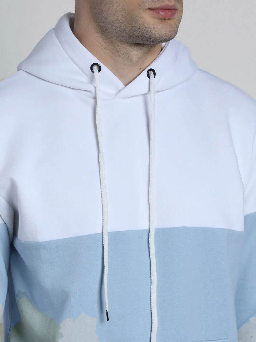 Men's Colourblocked Hooded Pullover Sweatshirt