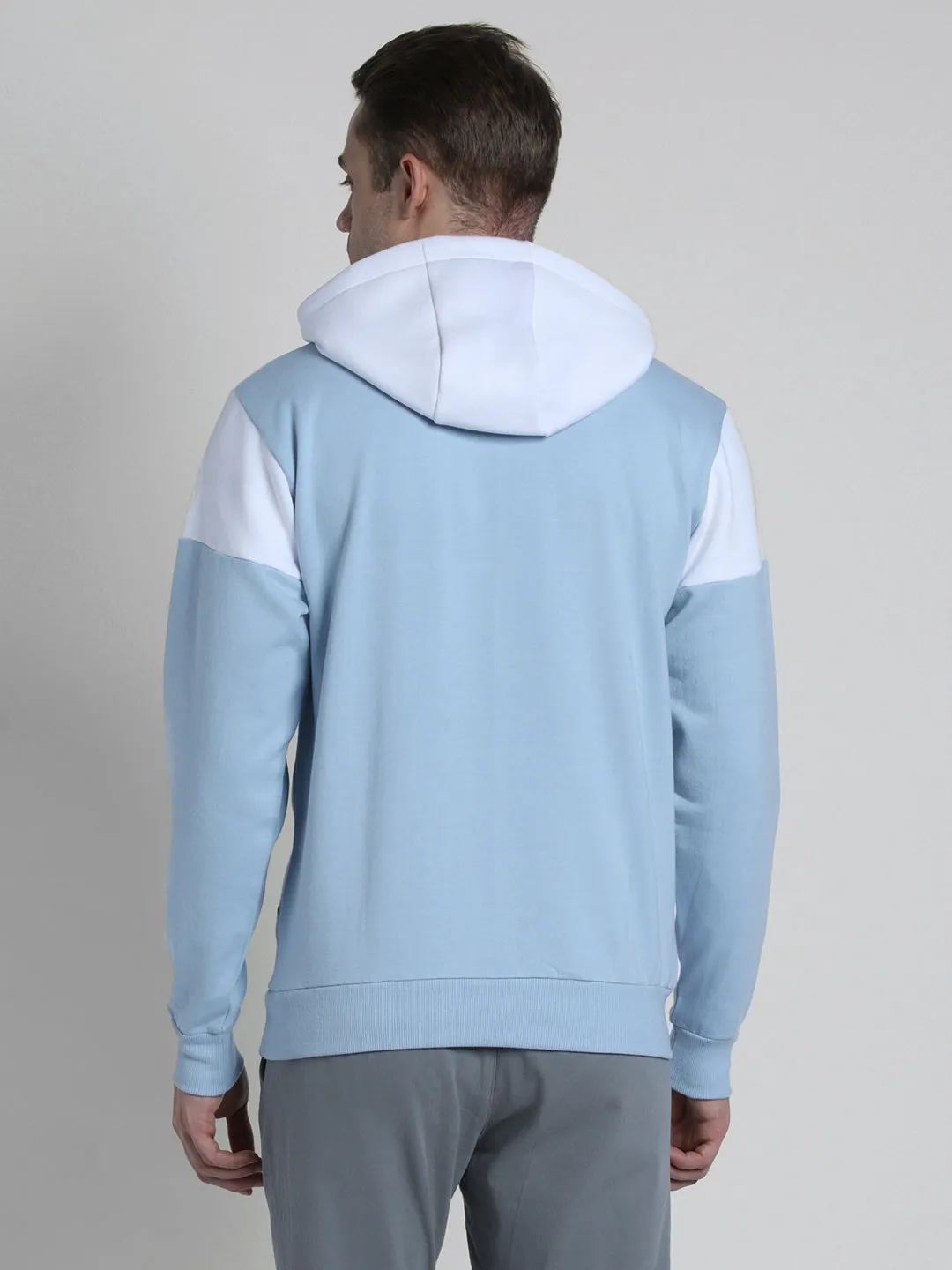 Men's Colourblocked Hooded Pullover Sweatshirt