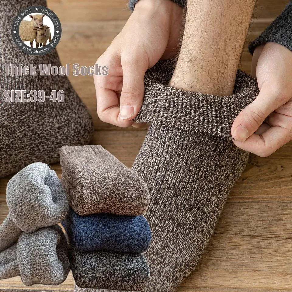 Men's Merino Wool Snow Cashmere Socks Set: Trendy Winter Fashion for Cozy Feet