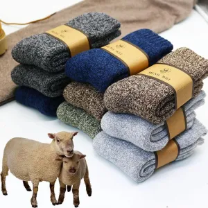 Men's Merino Wool Snow Cashmere Socks Set: Trendy Winter Fashion for Cozy Feet