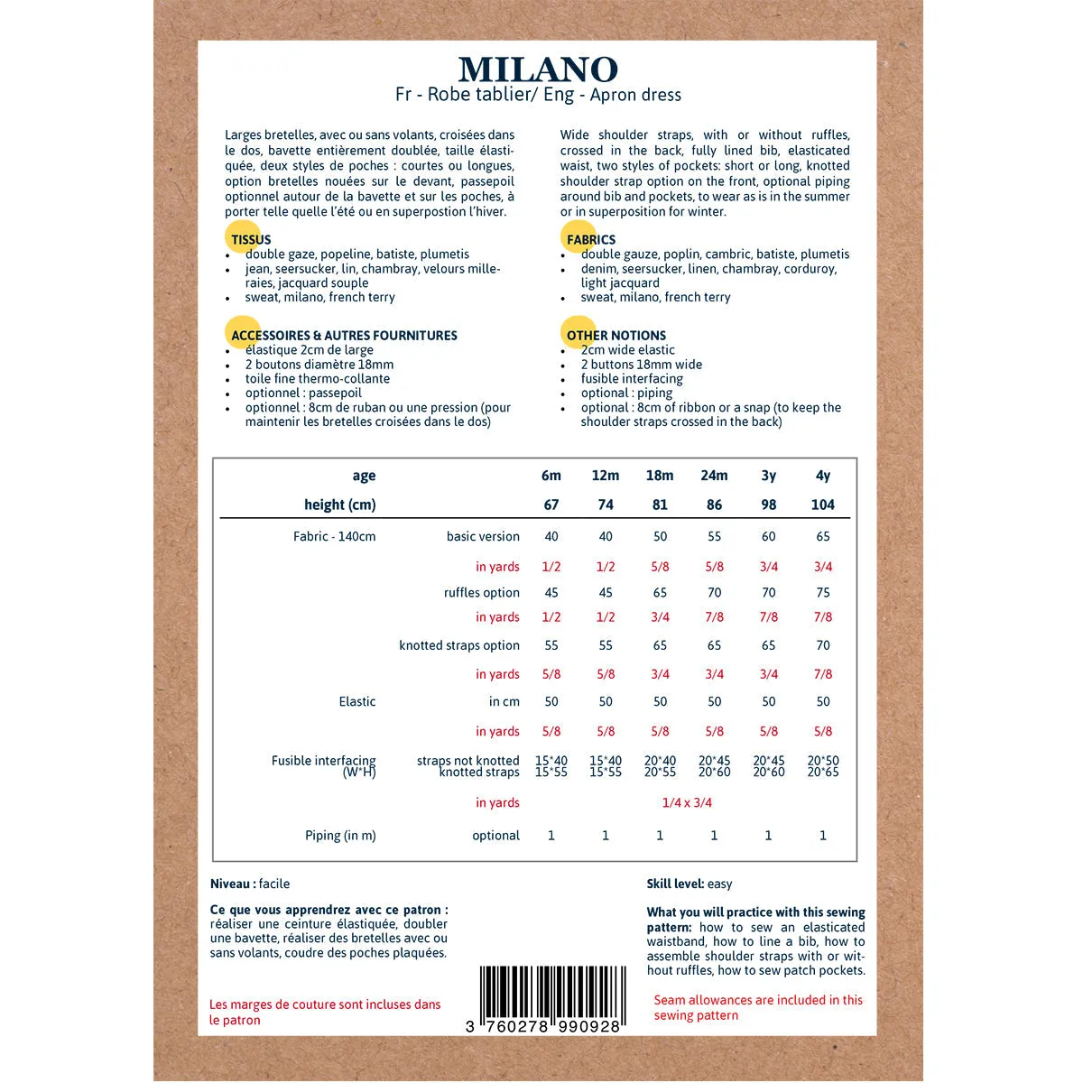 MILANO Dress - Girl 6M-4Y - Paper Sewing Pattern