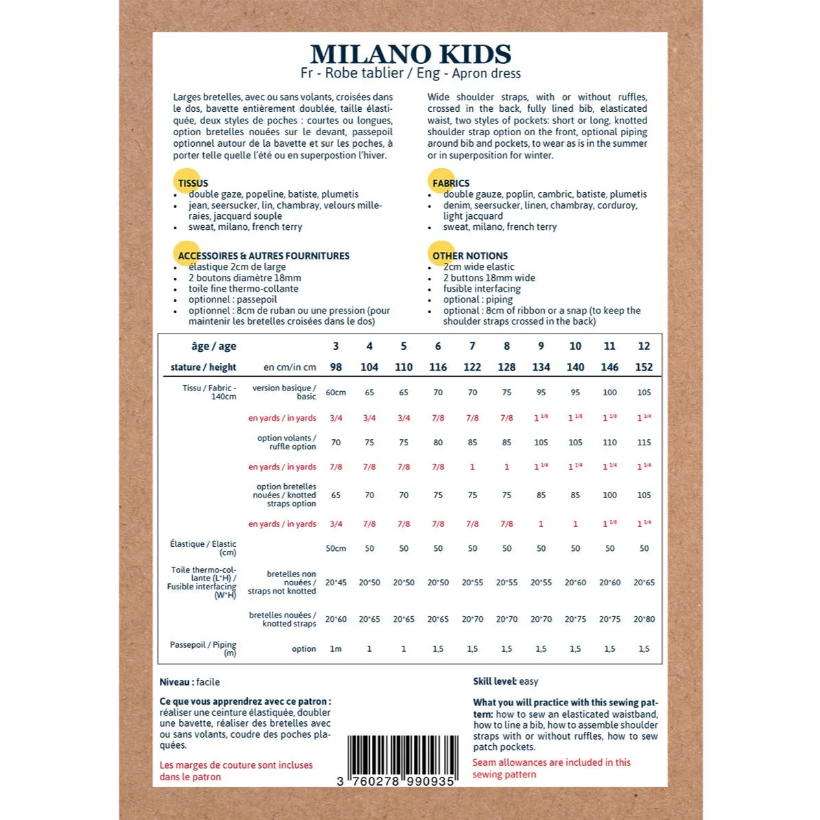 MILANO KIDS Dress - Girl 3-12Y - PDF Sewing Pattern