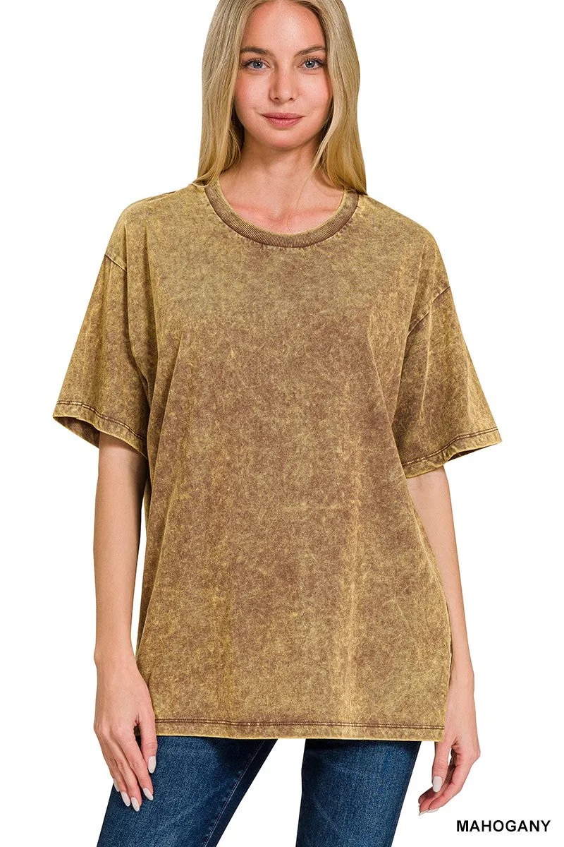 Mineral Wash Top with Rib Neck /Stuffology Boutique