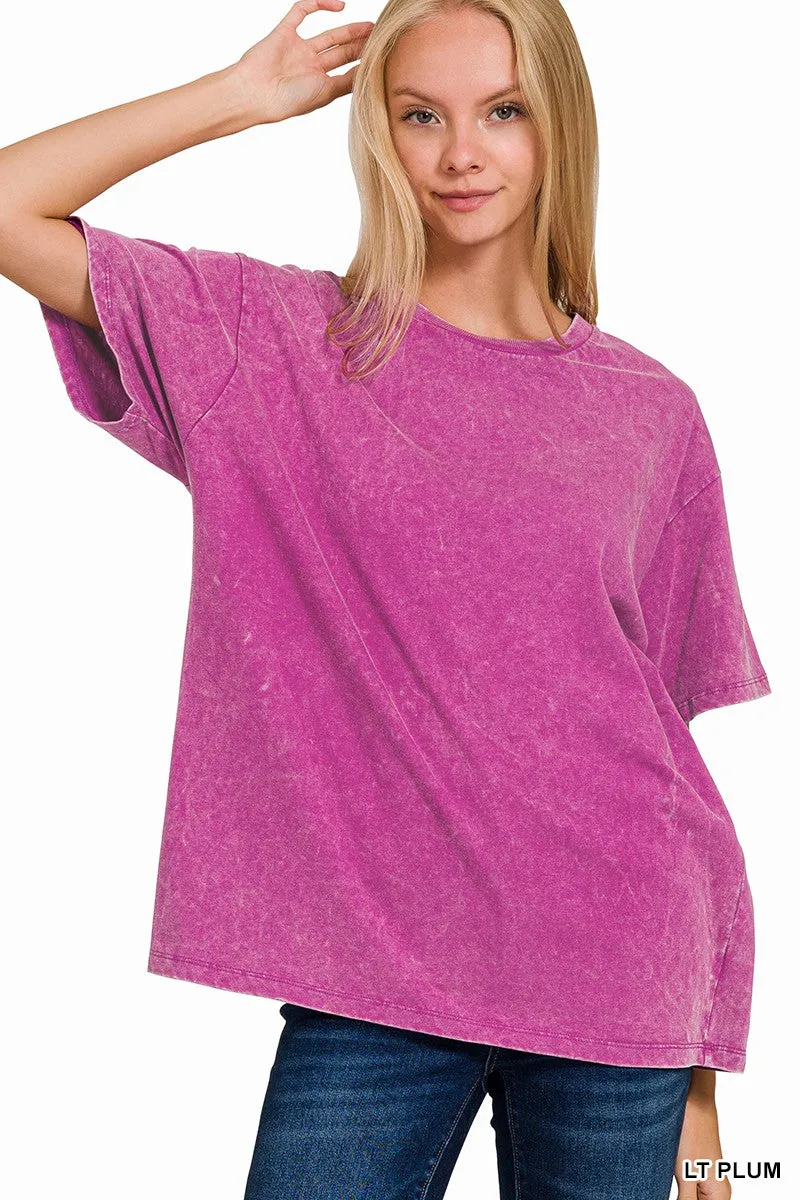 Mineral Wash Top with Rib Neck /Stuffology Boutique