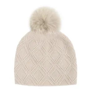 Mitchie's | Knitted Hat With Lurex And Fox Fur Pom