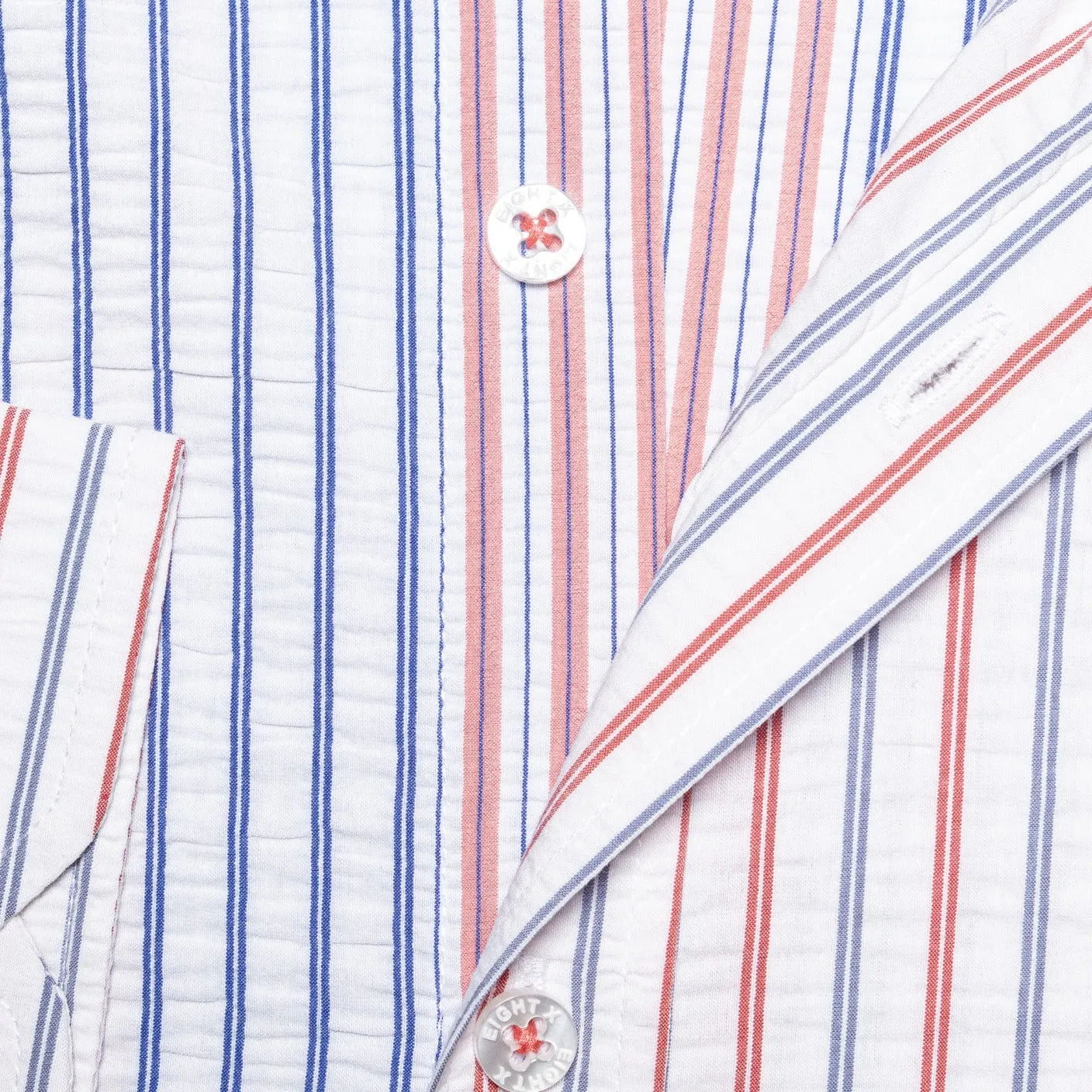 Multi Striped Seersucker Button Down Shirt - Dusk