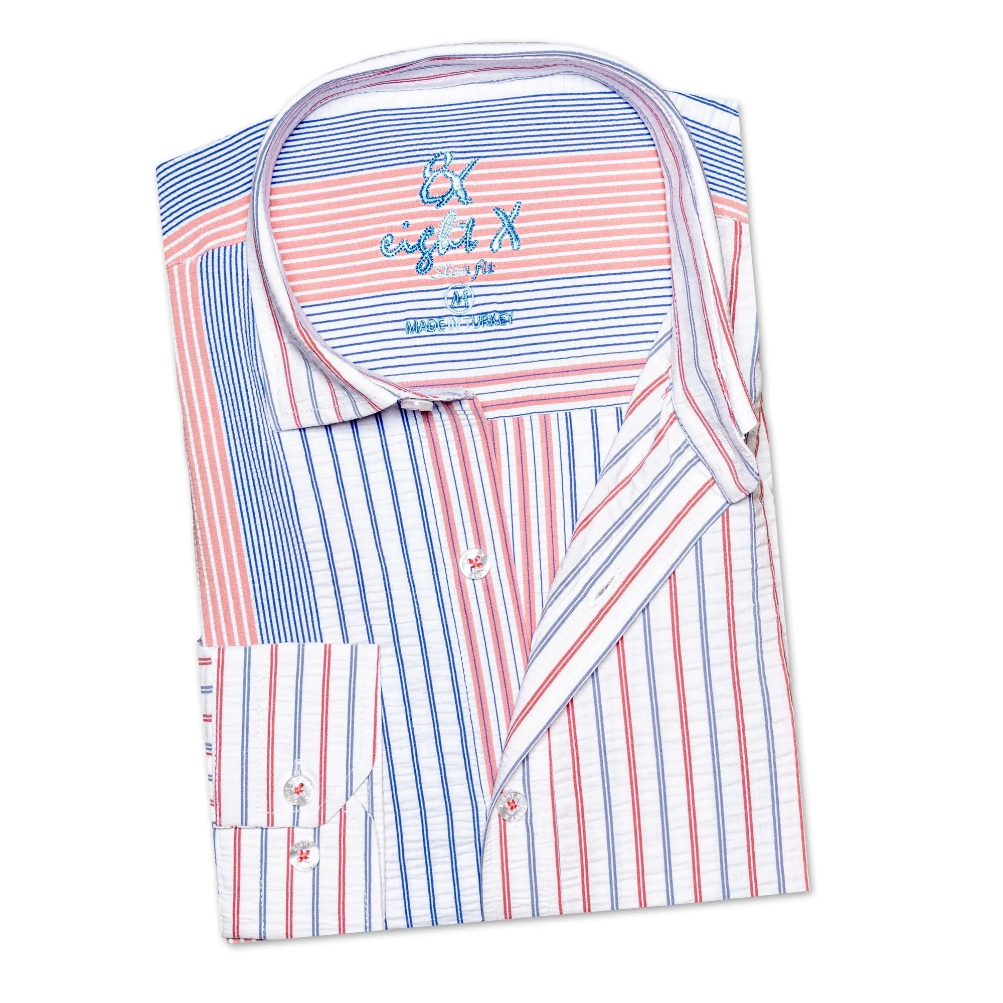 Multi Striped Seersucker Button Down Shirt - Dusk