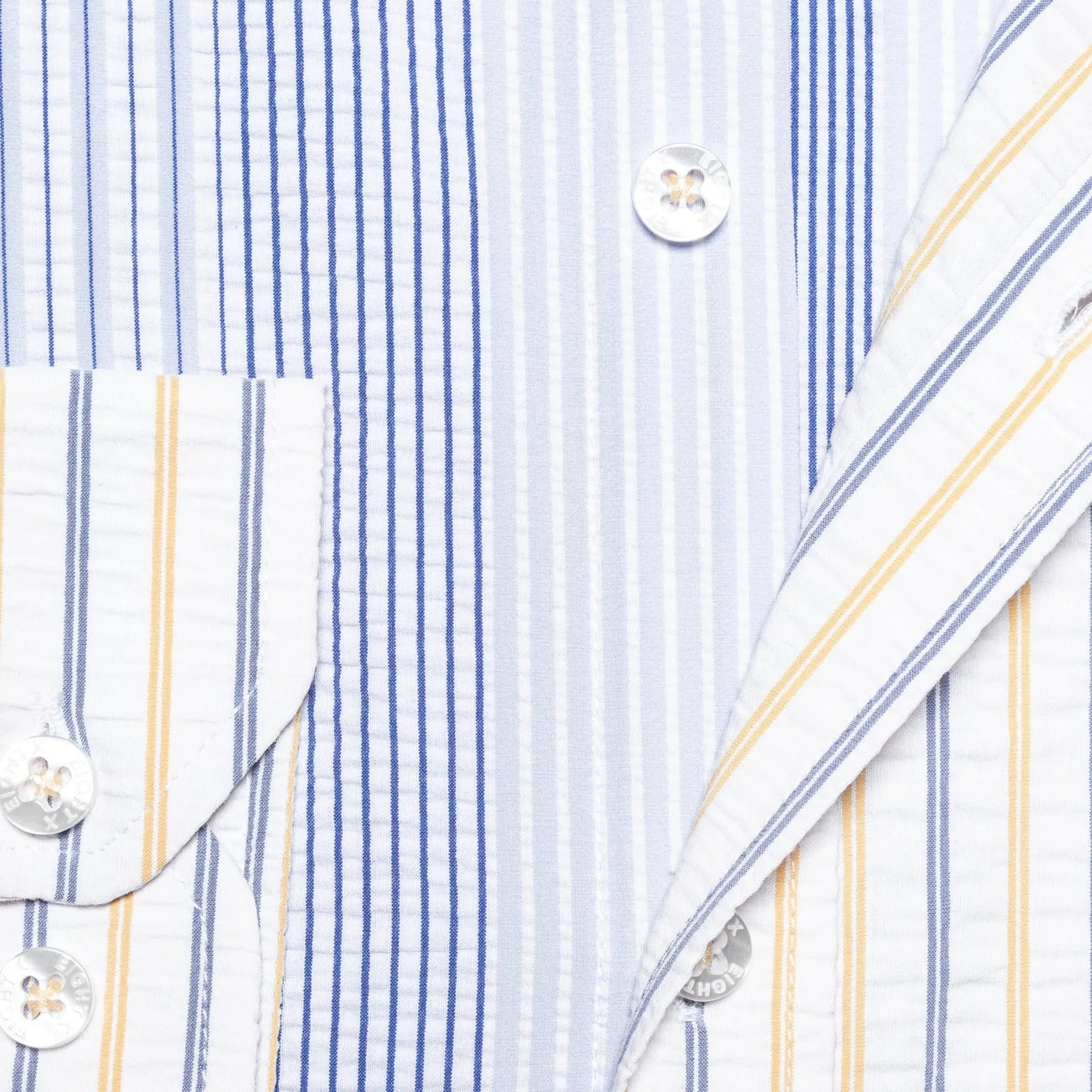 Multi Striped Seersucker Button Down Shirt - Sunrise