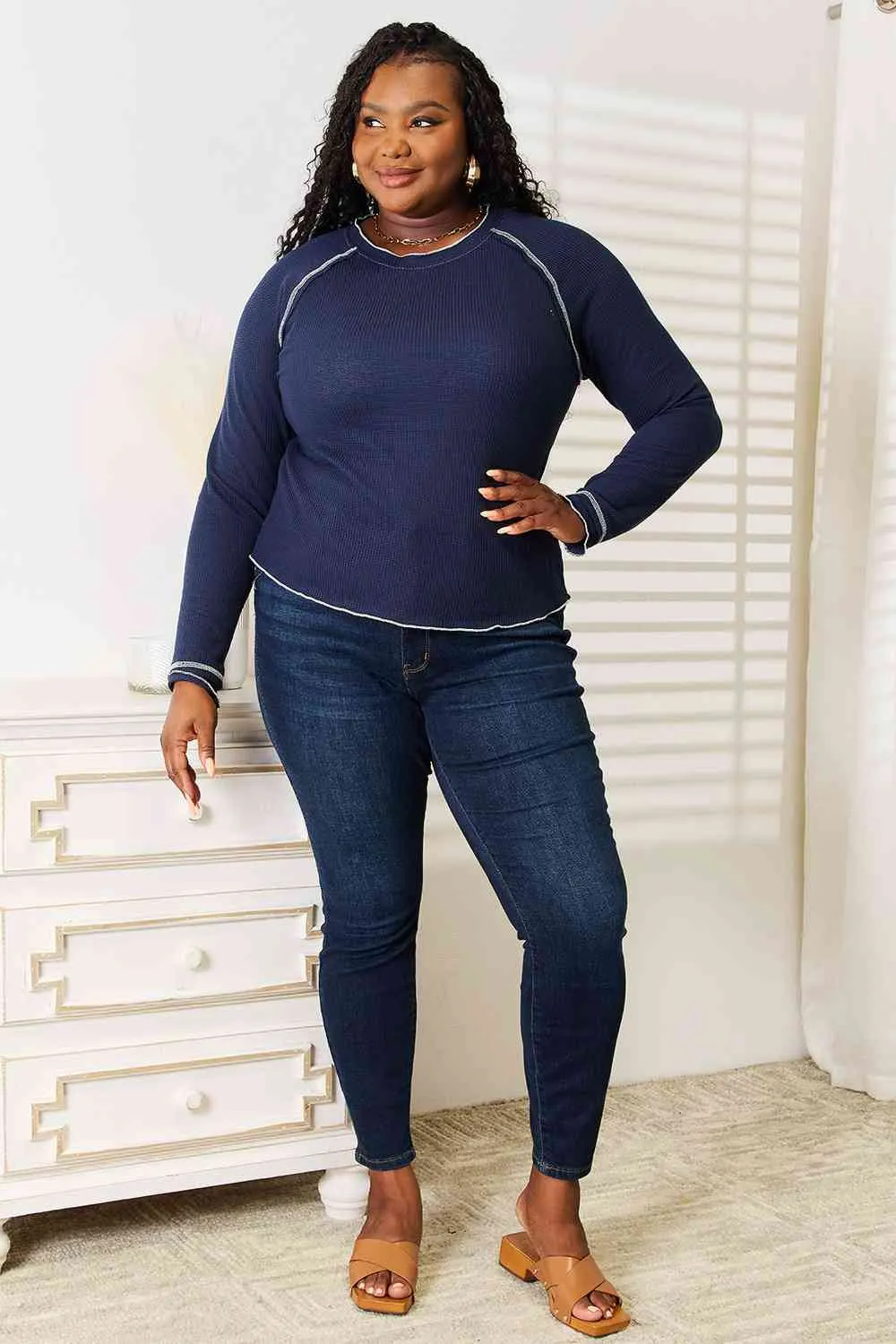 Navy Raglan Top