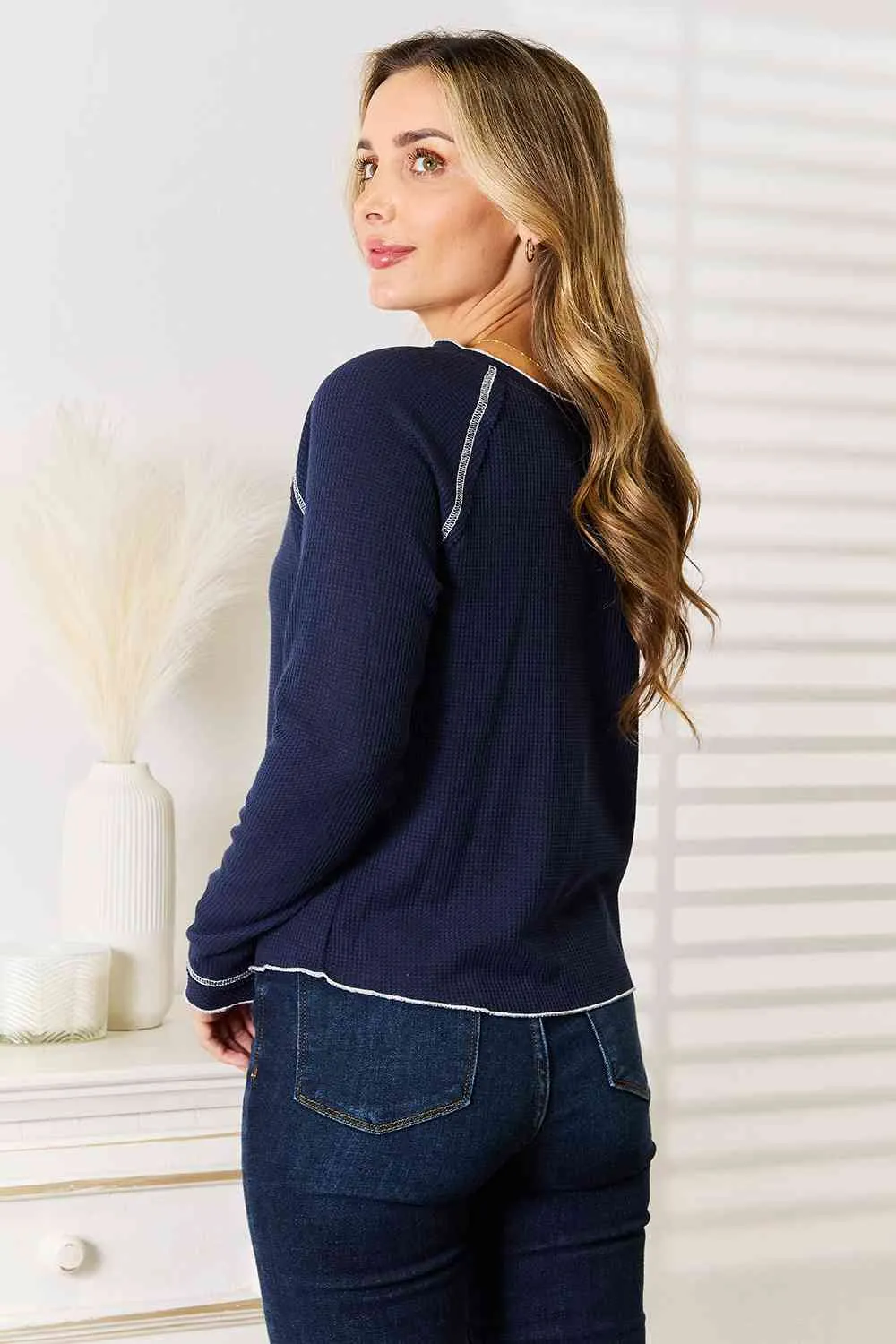 Navy Raglan Top