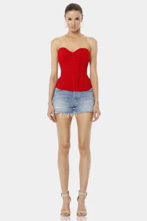 Nerva Red Silhouette Corset Sequin Top