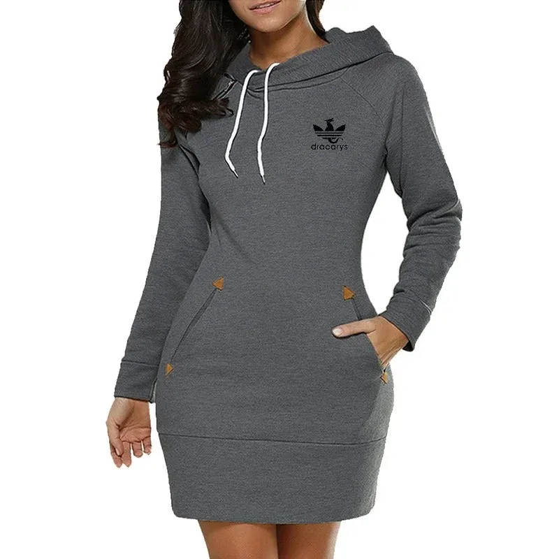 Odette - Cozy Hooded Midi Dress for Women