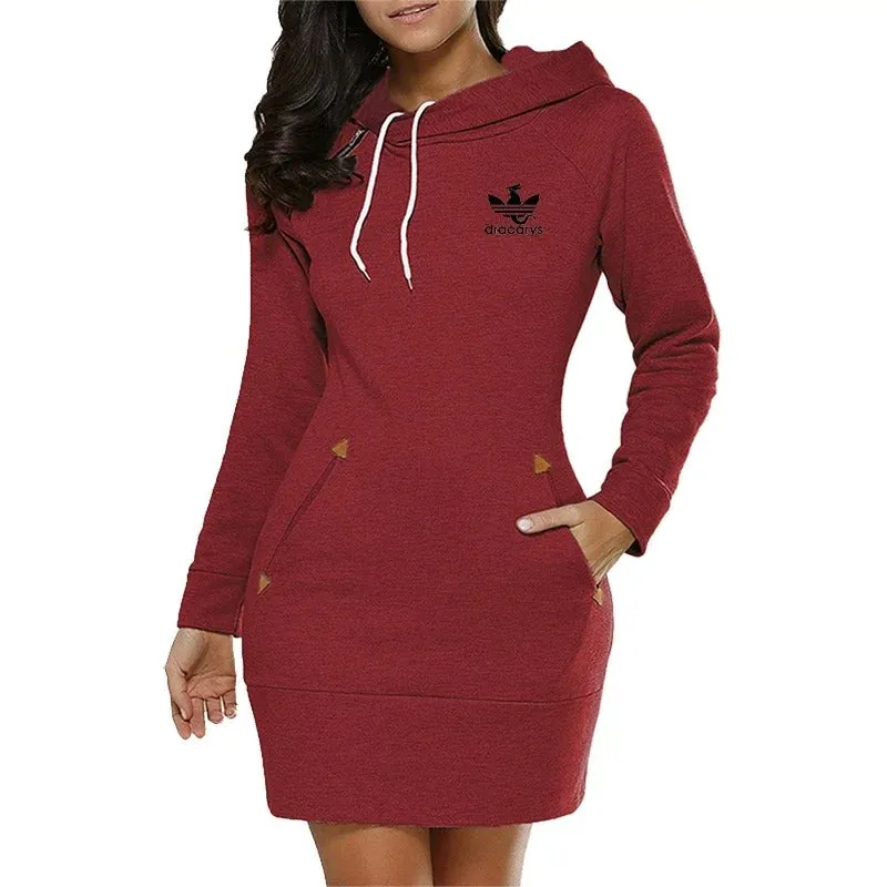 Odette - Cozy Hooded Midi Dress for Women