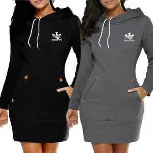 Odette - Cozy Hooded Midi Dress for Women