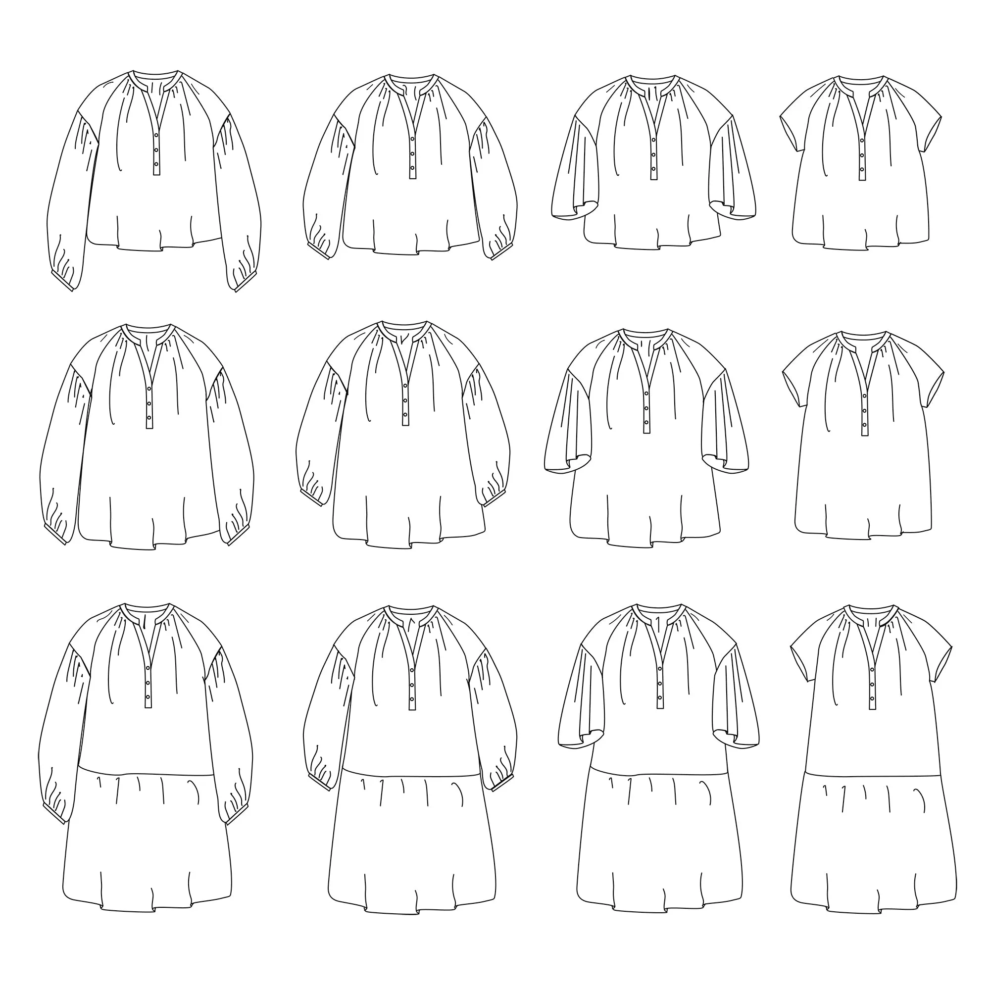 OKINAWA - Blouse and dress - Women 32-52 - PDF Sewing Pattern