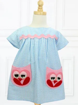 OWL - Girls Dress Pattern - Owl Applique Pockets