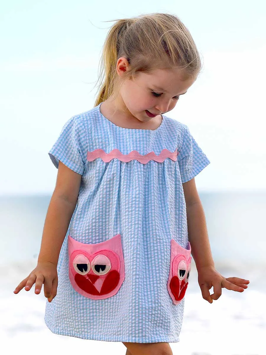 OWL - Girls Dress Pattern - Owl Applique Pockets