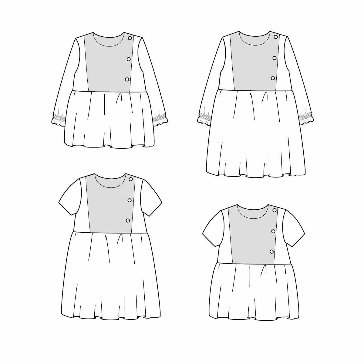 PALERME blouse or dress - Baby 6M/4Y - Paper Sewing Pattern